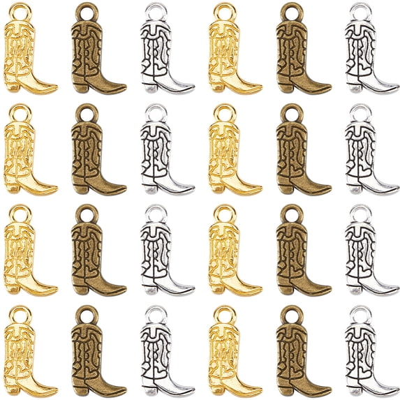 1 box 3 colors 90pcs Cowboy Charms Western Charms Bulk Vintage Silver golden Alloy Cowboys Boots Charm for Jewelry Making Charms DIY Crafts Necklace Bracelet Earring Keychains