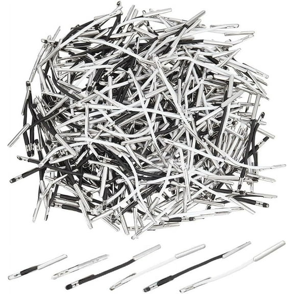 1 box 300pcs Elastic Barbed Cord 2 colors Stretch Cord Stretch Loop Band String with Metal Ends for Hats for Fixing Finger Ring Hats Signs and Badges