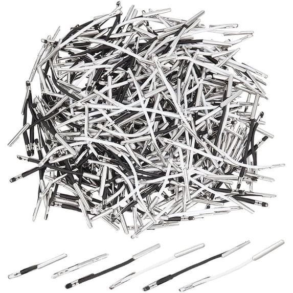 1 box 300pcs Elastic Barbed Cord 2 colors Stretch Cord Stretch Loop Band String with Metal Ends for Hats for Fixing Finger Ring Hats Signs and Badges