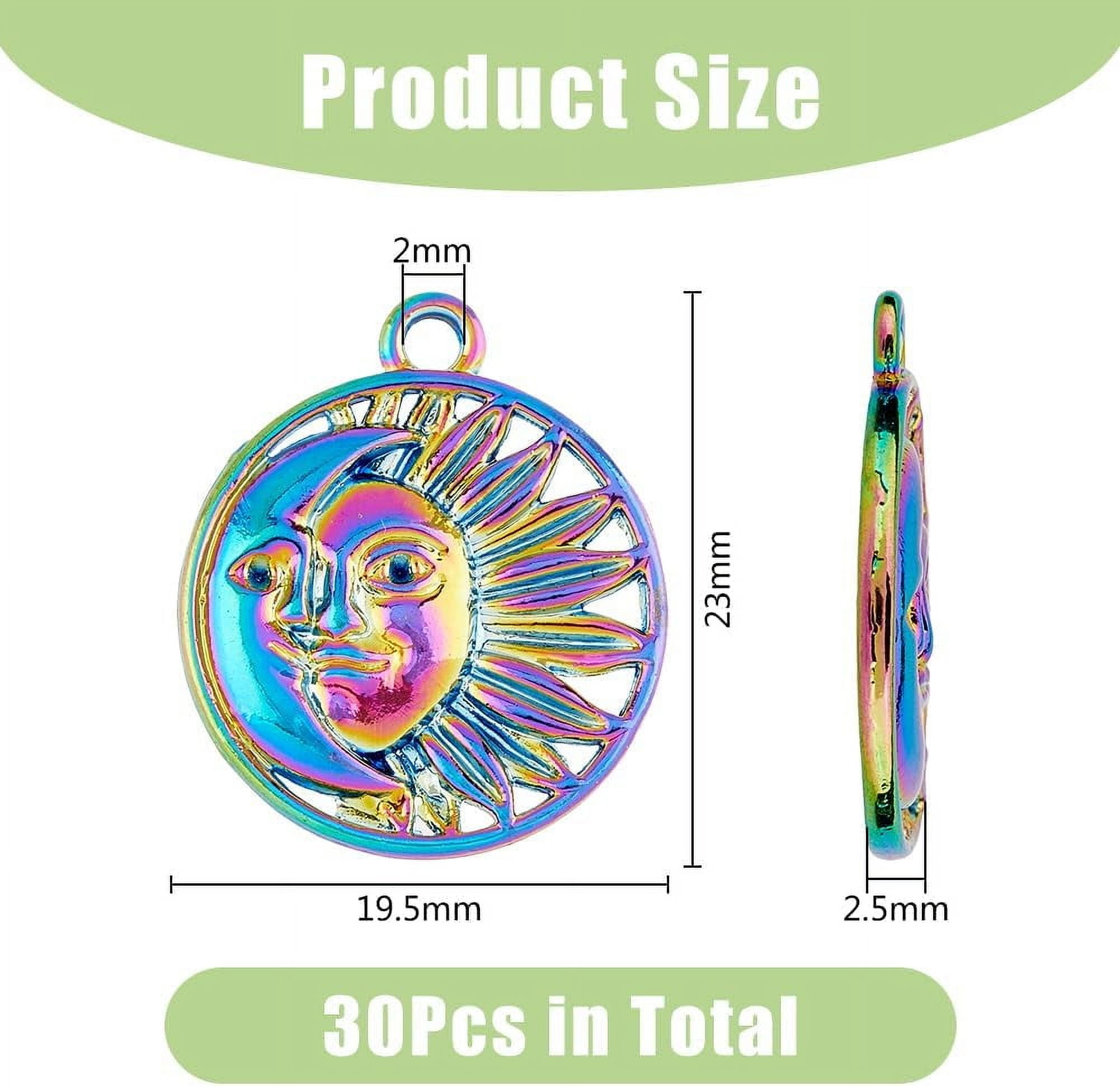 Beebeecraft 30Pcs Moon Cat Charms - Stainless Steel Celestial Jewelry Pendants