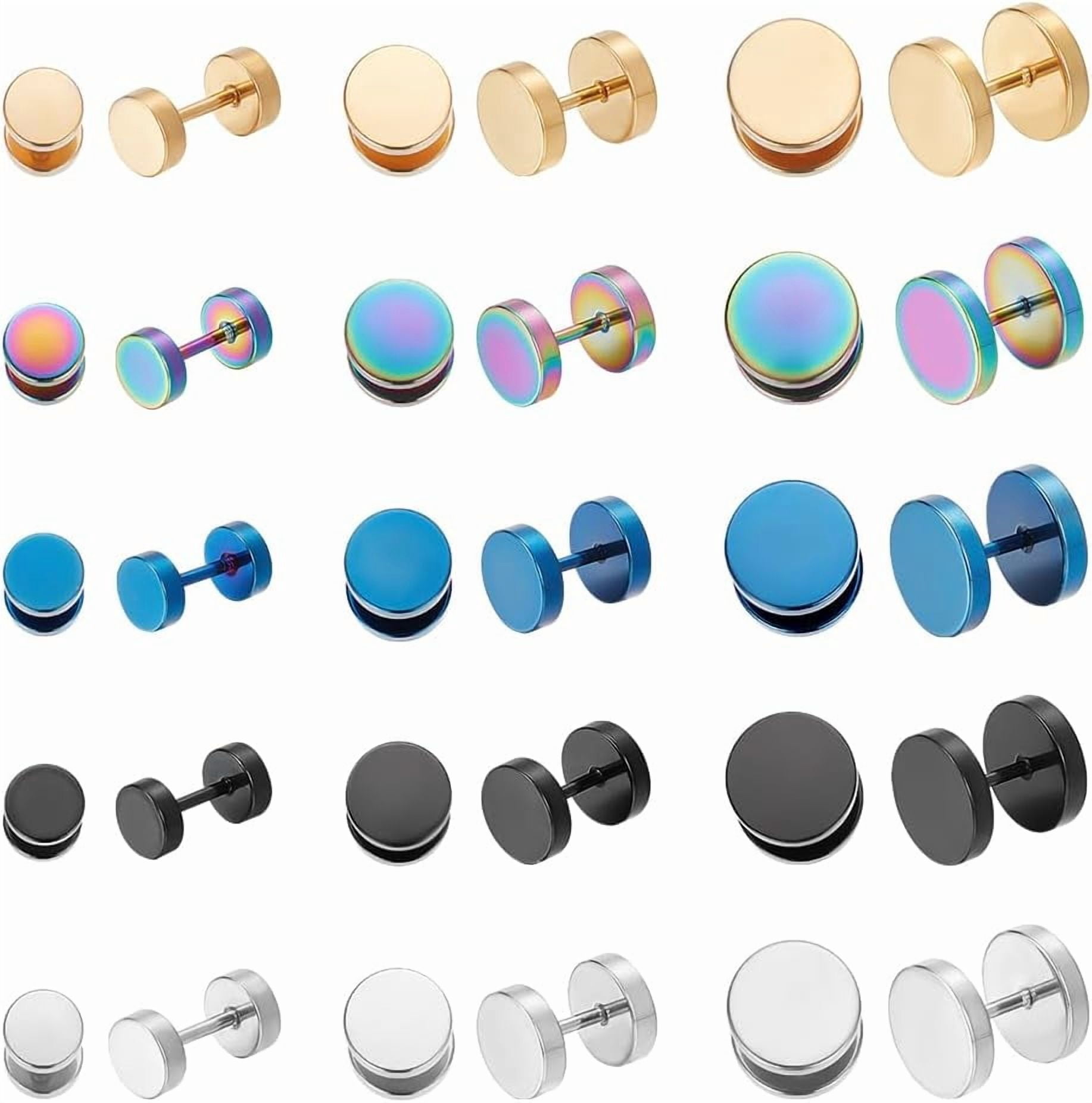 Ruifan 18G Stainless Steel Fake Gauges Ear Plugs - 4-10mm Tunnel Earrings (4 Pairs)