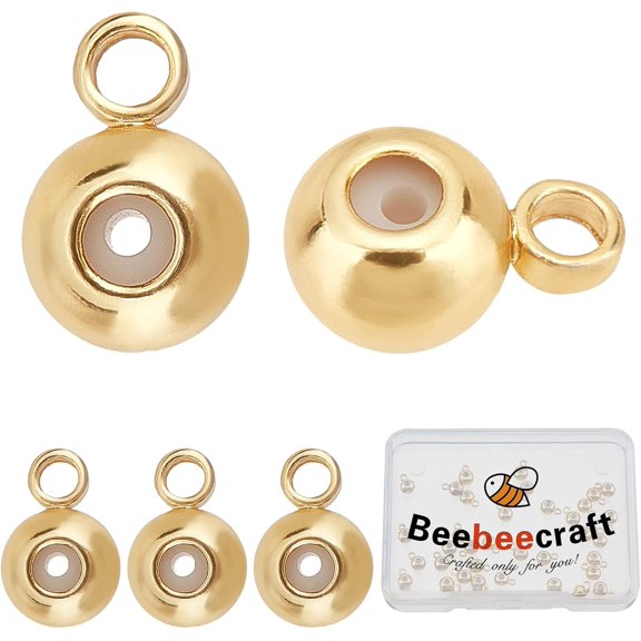 1 box 30pcs 6mm Hanger Links 18K golden Plated Rondelle Bail Beads Hanger Connector Links for Bracelet Necklace Jewelry Making
