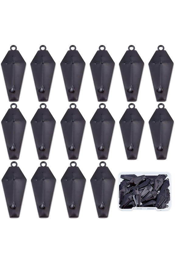 1 box 30pcs Coffin Charms Gothic style Enamel Coffin Pendants Crafting Dangle Charm Hang Ornament Pendants For Jewelry Making Charms Party Decoration