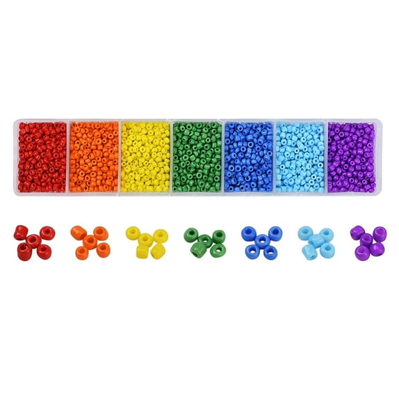 1 box 3500pcs 7 style 12/0 Glass Round Seed Beads Opaque Colours Baking Paint Round Hole Beads Small Craft Beads for DIY Jewelry Making Mixed color 2mm Hole: 1mm 500pcs/style