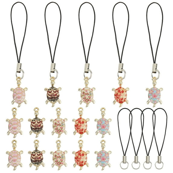 1 box 40pcs 5 Color Phone Charms Strap Kawaii Cellphone Charm Tortoise Sea Summer Hawaii Ocean Phone Charm