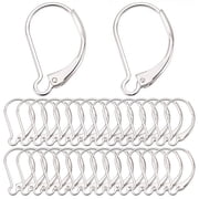 1 box 40pcs 925 Sterling Silver Plated Leverback Earring Findings French Leverback Earring Hooks Lever Back Earwire Leverbacks for Jewelry Making Accessories DIY Dangle Earrings Supplies