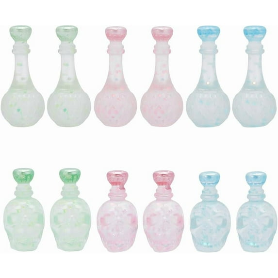1 box 48pcs 6 styles Dummy Bottle Transparent Resin Cabochon with Sequins Mixed color 27~34.5x14.5~18.5mm 8pcs/style