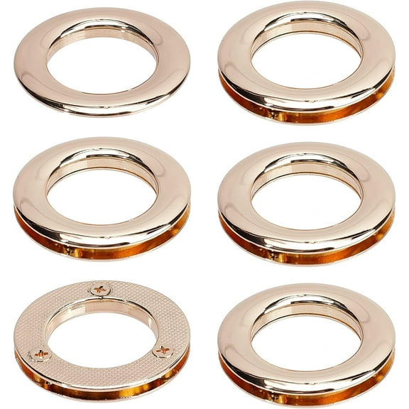 1 box 4pcs 1 inch/25.5mm Eyelets Grommets Light golden Loop Snaps bag Handle Connector Rings Screw-in Round Findings for DIY Sewing Clothes Leather Crafts Bags Replacement Hardware