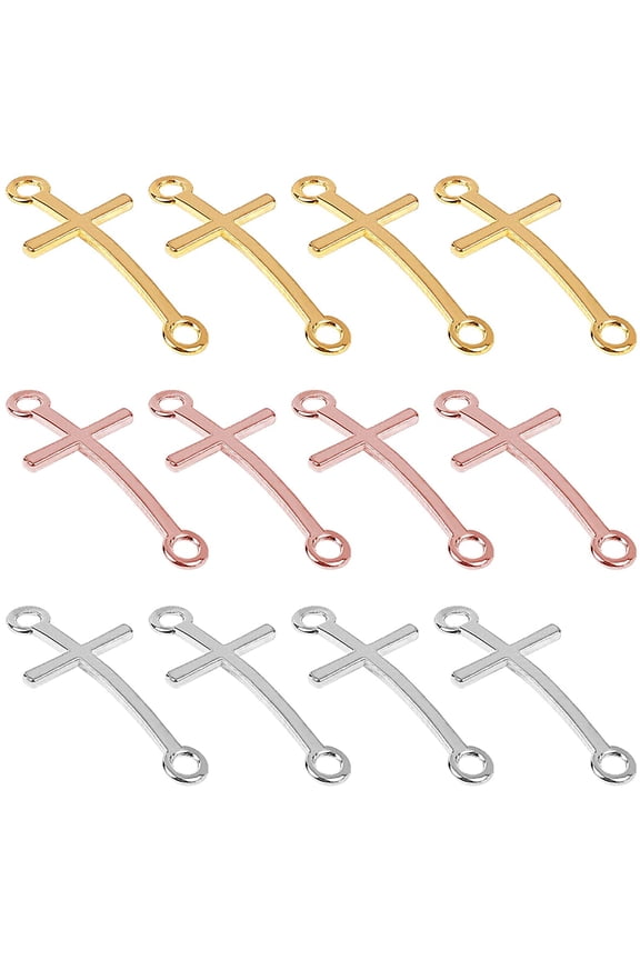 1 box 60pcs Sideways Cross Alloy Connector Charms Mixed color Links for DIY Bracelet Necklace Jewelry Craft Making