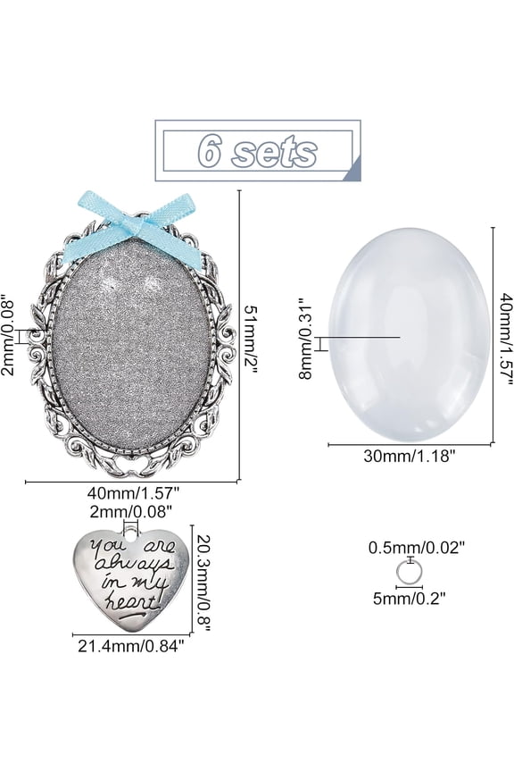 1 box 6Pcs Wedding Bouquet Photo Charm Double Lacy Oval Frame Memory Pin Bridal Charm for Bridal Shower Wedding Party Decoration
