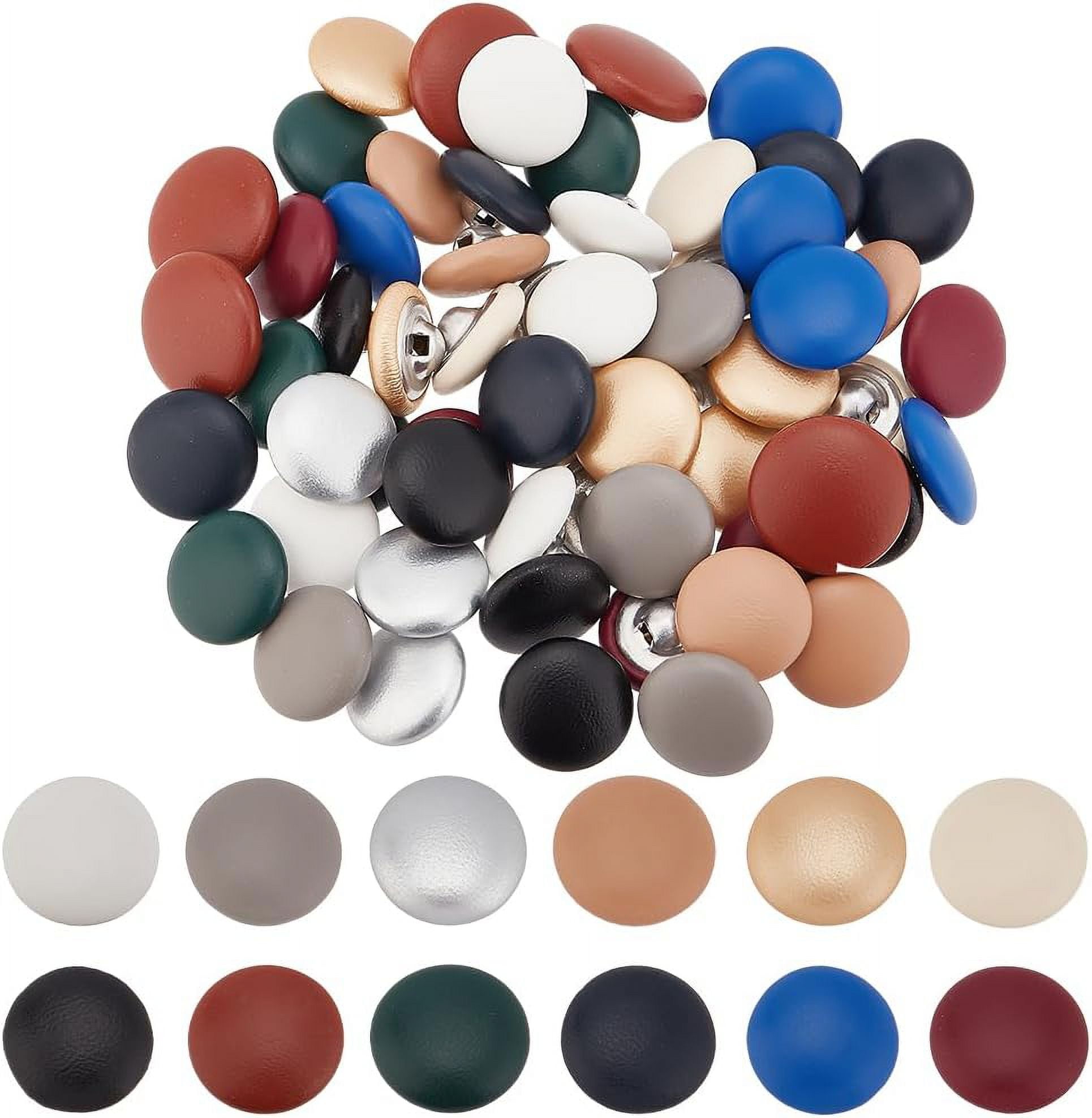 1 box 72pcs 12 colors Leather Covered Buttons with Sew On 15mm ...