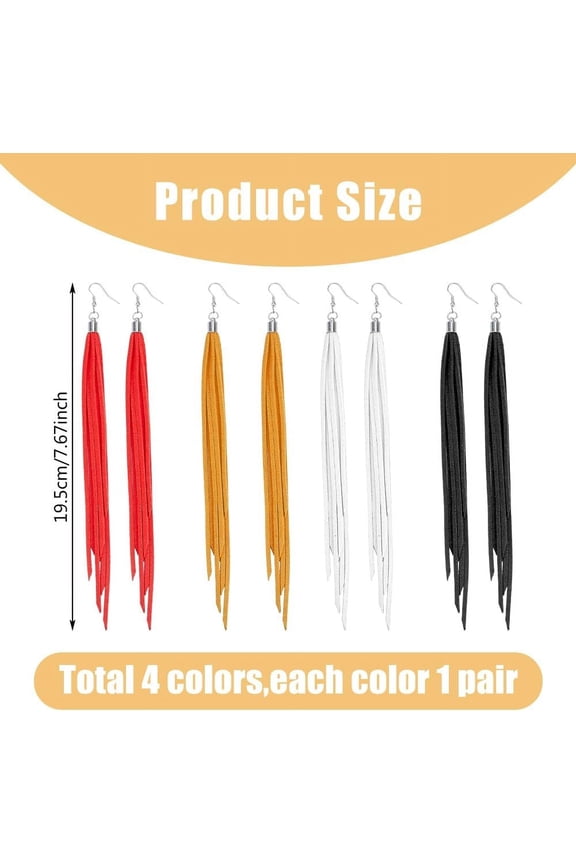 1 box 8pcs Fringe Leather Earrrings Faux Suede Tassel Dangle Earrings Boho Fringe Earring
