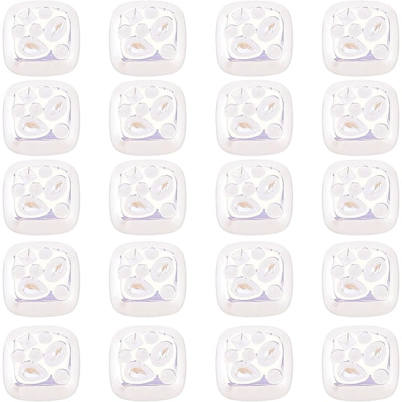 1 box ABS Plastic Beads Half Drilled Textured Square White 18x18x6mm Hole: 1.4mm 20pcs/box