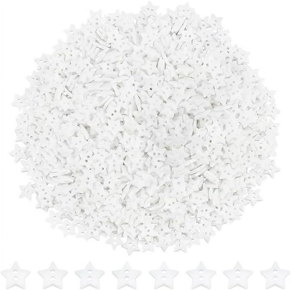 1 box Acrylic Buttons 2-Hole Dyed Star White 12x2mm Hole: 1mm 1000pcs/box