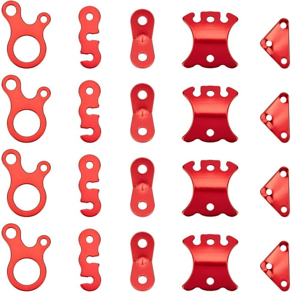 1 box Aluminum Alloy Cord Lock for Tent Adjustment Buckle Anti Slip Tightening Hanging Red 30pcs/box