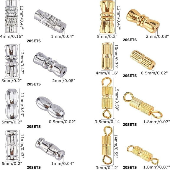 1 box Brass Screw Clasps Mixed Shapes Platinum & Golden 160sets/box