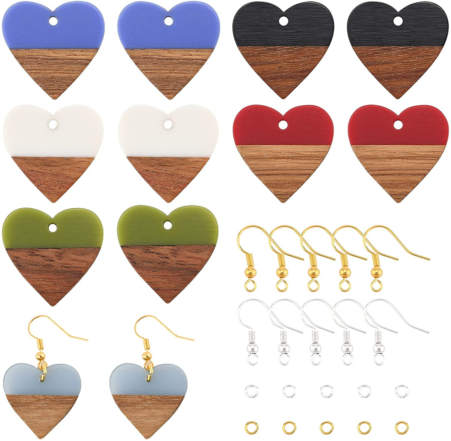 Beadthoven DIY Wood Earring Making Kit - 8 Styles, 148pcs Unfinished Wood Pendants With Hooks & Rings