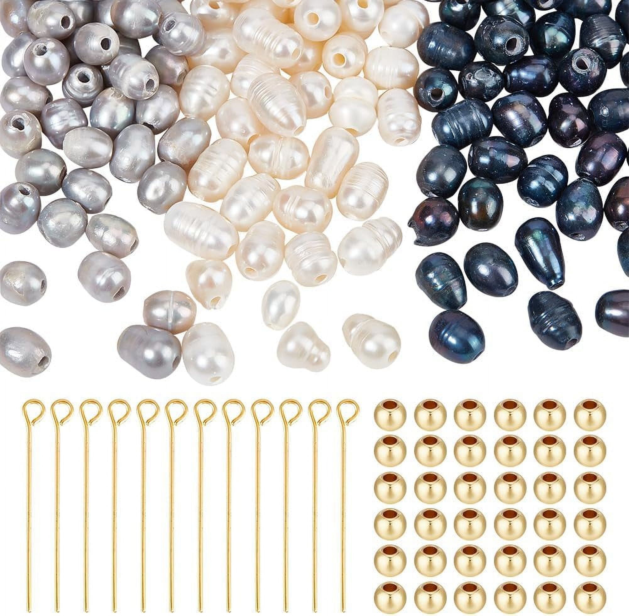 1 box DIY Jewelry Making Finding Kit Including Natural Pearl Loose Beads Iron Eye Pin Brass Round Spacer Beads Mixed color 200pcs/box