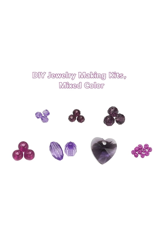 1 box DIY Jewelry Making Kits 1640pcs Bicone & Rondelle & Oval & Round Glass/Acrylic Beads 20pcs Heart Transparent Glass Pendants Mixed color Beads: 1640pcs/box