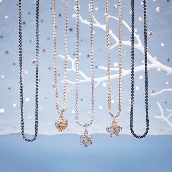 1 box Iron box Chain Necklace Making with Lobster Claw Clasps Mixed color 24 inch(61cm) 2.5mm 5 colors 2pcs/color 10pcs/box