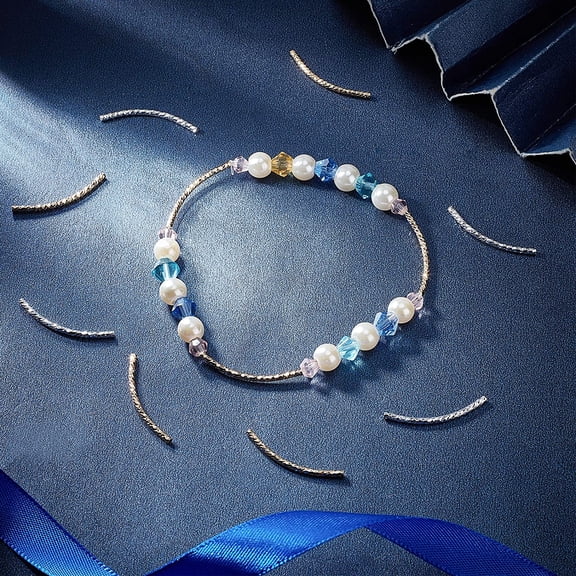 1 box Long Curved Noodle Tube 20pcs 2 colors 1 Inch Brass Twist Spacer Beads Hollow Semi Circle Loose Beads Connector Beads for Memory Wire Necklace