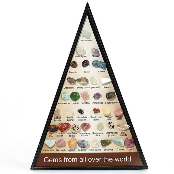 1 box Natural Gemstones Nuggets Collections for Earth Science Teaching Triangle box: 110x155x15mm Gemstone: 8~14x5~8mm 36pcs/box