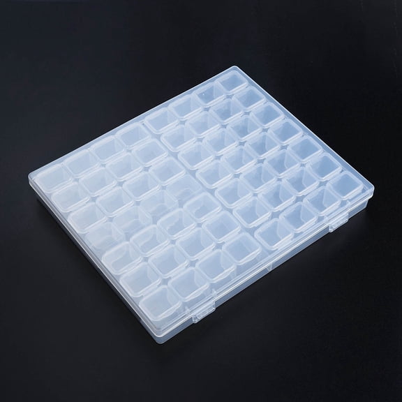 1 box Rectangle Polypropylene(PP) Bead Storage Containers with Hinged Lid and 56 Grids Each Row Has 4 Grids for Jewelry Small Accessories Clear 21x18x2.6cm