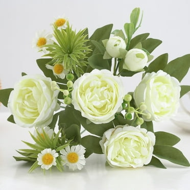 1 bunch 7 Heads Artificial Rose with Stem,Non-withering No Watering Wedding Decor Faux Flower Bouquet