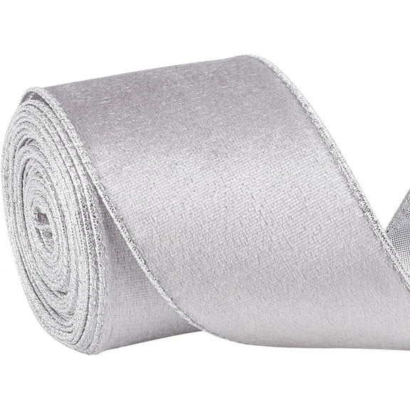 1 bundle 10 Yards Single Face Velvet Ribbon for Bowknot Making Gift Decoration Silver 2-1/2 inch(63mm)