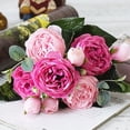 thumbnail image 1 of 1 bundle 5 heads Beautiful pink peony artificial flower silk flower small bouquet of peonies Flowers party home wedding decoration, 1 of 5