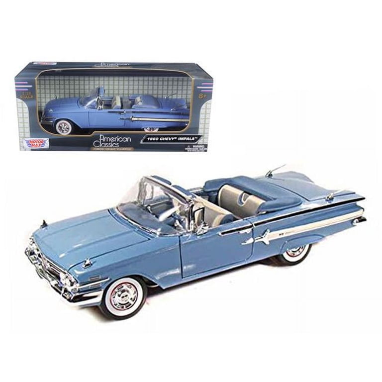 1 by 18 1960 Chevrolet Impala Convertible Diecast Car Model - Blue
