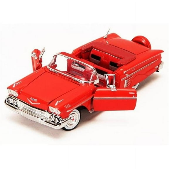 1 by 24 1958 Chevrolet Impala Diecast Car Model - Red