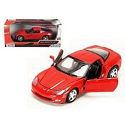 1 by 24 2005 Chevrolet Corvette C6 Coupe Diecast Model Car - Red