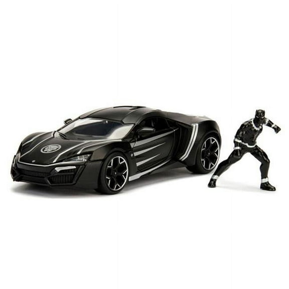 1 by 24 Scale Lykan Hypersport with Black Panther Figure Diecast Model Car, Black