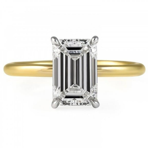 1 carat Emerald Cut Diamond Engagement Ring F VS2 Lab Created Lab Grown 14K
