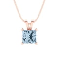 1 cctw Sky Blue Topaz Rose Gold Plated Pendant with 16