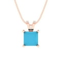 1 cctw Turquoise Rose Gold Plated Pendant with 16