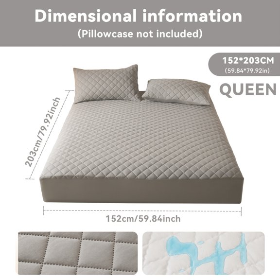 1 cool quilted waterproof mattress case - super soft, breathable and durable, hypoallergenic hotel quality, tightly fitting sheets, suitable for bedrooms, rooms and hotels, all-season comfort