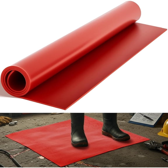 1 count 20" x 20" Insulated Rubber Mat, 1000v High Insulation Blanket Electrical Safety Rubber Mat Non Conductive Dielectric Mats for Electricians Industrial Workspaces, Red