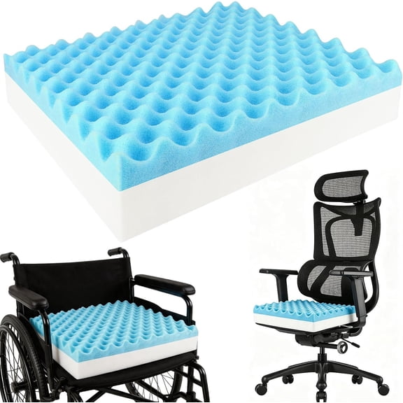 1 count Egg Crate Seat Cushion with High-Density Support Base, 2-Layer Chair Pad for Long Sitting, Breathable Thick Cushion for Office Chair, , Seat, Recliner