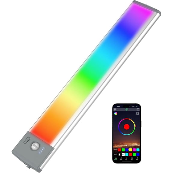 1 count RGB LED Wall Lights,Wall Sconces Lamp with App Remote Control,Gaming Light Bar,Under Cabinet Lighting with  Sync,Rechargeable  Operated Night Closet Light for Living Room