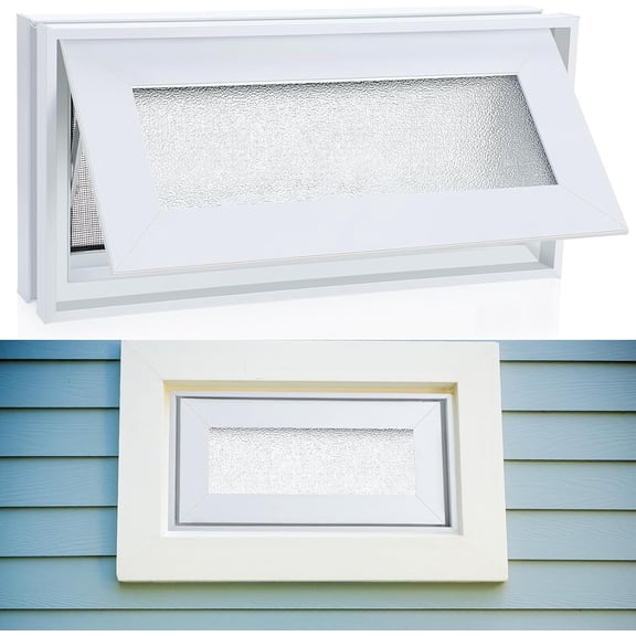 1 count Small Basement Windows Sliding 16 x 8 Inch, Frosted Glass