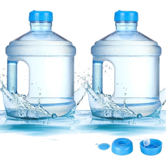 1 count Water Bottle 1 Gallon Round Plastic Water Jug with Handle  Leak Proof Bottle for Gym  Office Daily Cold Liquids Drinking Use, Blue