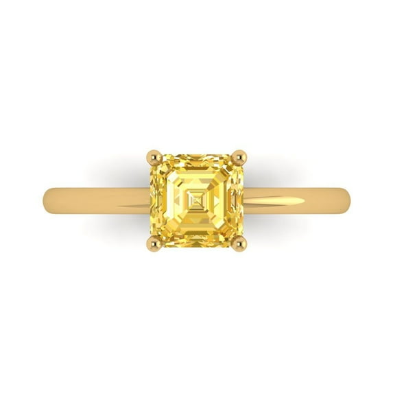 Clara Pucci 14K Yellow Gold 1ct Citrine Solitaire Ring for Women
