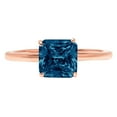 thumbnail image 1 of 1 ct Asscher Cut Natural London Blue Topaz Solitaire 14K Rose Gold Womens Engagement Ring, 1 of 4
