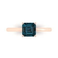 thumbnail image 1 of 1 ctw Solitaire Anniversary Ring for Women | Asscher Cut Natural London Blue Topaz | Hyperallergenic Solid 14K Rose Gold, 1 of 5