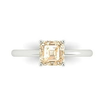 1 ctw Solitaire Anniversary Ring for Women | Asscher Cut Natural Morganite | Hyperallergenic Solid 18K White Gold