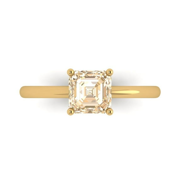 Clara Pucci 14K Yellow Gold 1ct Morganite Solitaire Ring for Women