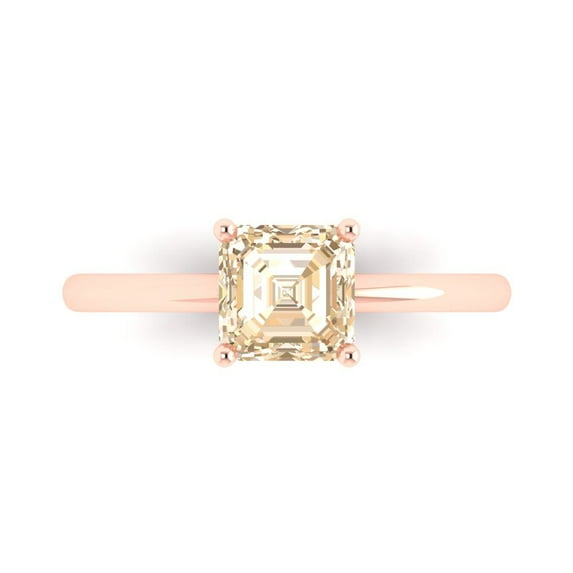 1 ct Asscher Cut Natural Morganite Solitaire Engagement Ring for Women in 18K Rose Gold