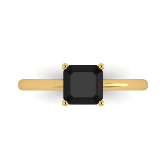 1 ct Asscher Cut Natural Onyx Solitaire 14K Yellow Gold Womens Engagement Ring